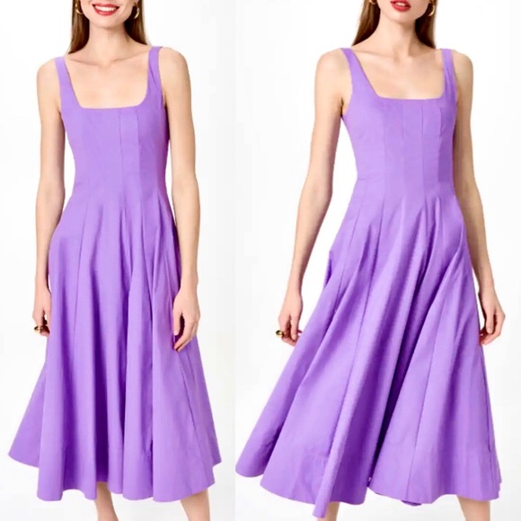 πΊπHPππΊ NWT Staud Wells Midi Dress Amethyst - Picture 6 of 16